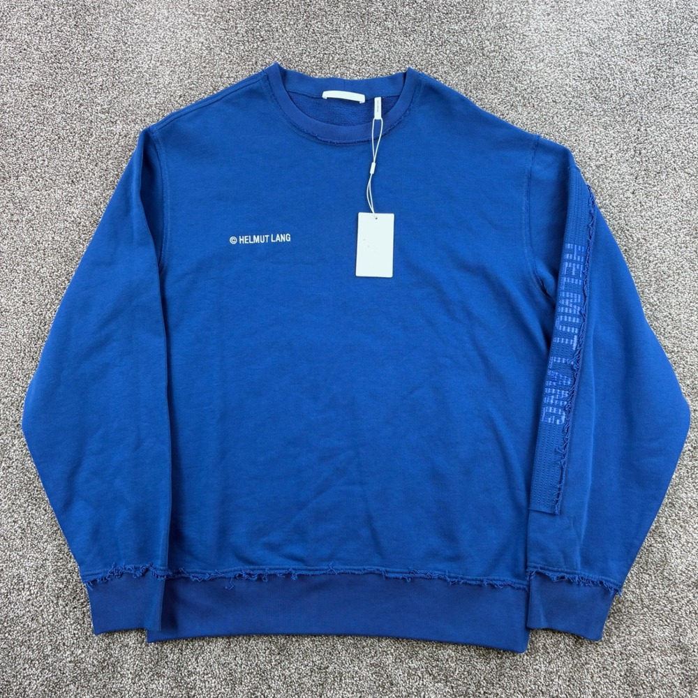 NWT Helmut Lang Traunto Crewneck Sweatshirt Mens L Royal Blue Terry Sweatshirt